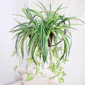 70cm Dirbtinės Plastikinės Augalai Chlorophytum Puokštė Netikrą Gėlių Sienos Kabo žali Lapai Kambarį Namo, Sodo Puošmena