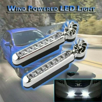 8 LED DRL Vėjo Energijos Automobilio Šviesos važiavimui Dieną, nereikia Išorinio Maitinimo, Dienos Žibintų Lemputė Automobilio Signalas Šviesa