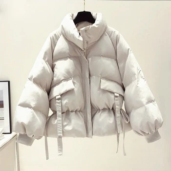8 Vientisų Spalvų Medvilnės Parkas Moterų Outwear korėjos Stiliaus Rudens Žiemos Negabaritinių Paltai Striukės 2020 Nauji moteriški Drabužiai