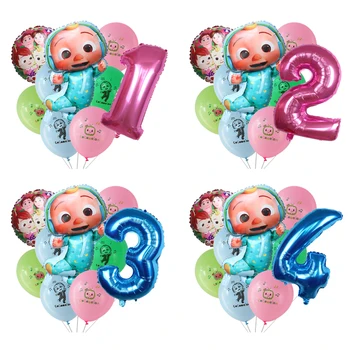8pcs Cocomelon Balionai su 32inch rožinė Mėlyna Numeris 1 2 3 4 5 6 Balionai Baby Happy Birthday Party Dekoro TV Šou Žaislai Foir Vaikai