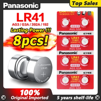 8Pcs Originalaus PANASONIC 3TN LR41 192 V3GA Monetos Mygtuką Ląstelių Baterija 1,5 V LR41 LR41H SR41 SR41W SR41SW SR415W TR41SW Žaislų Žiūrėti