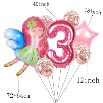 8pcs/set Šiek tiek Pasakų Mergaitės, Vokeliai Balionai 40inch Skaičius Ballon Stebuklas Baby Shower Vaikų Mergaičių Gimtadienis Dekoro Sveiki kūdikių