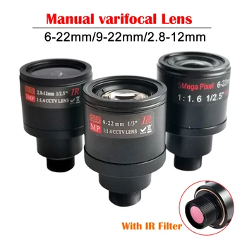 9-22mm 6-22mm 2.8-12mm Vadovas varifocal Lens Su ir SPINDULIŲ Filtras M12 Mount Rankinio Fokusavimo ir Zoom Objektyvas CCTV-IP USB HAINAUT Analoginis Atėjo