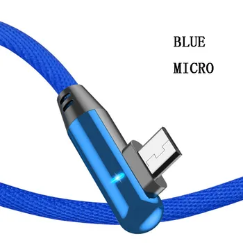 90 Laipsnių Alkūnė įkroviklio tipas-c USB Kabelis Laido Greito Įkrovimo Laidą su Led Šviesos Greitis Didelis, Patvarus, Baterija liniją, skirtą 