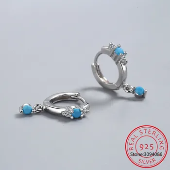 925 Sterlingas Sidabro Naujas Moterų Fine Jewelry Aukštos Kokybės Ausų Sagtis Mėlyna Kristalų Cirkonis Paprasta Retro Lašas Auskarai