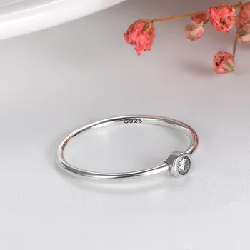 925 Sterlingas Sidabro Paprastų Aišku, Cirkonis Piršto Žiedą, Minimalistinio Moterų Dalyvavimas Vestuvių Žiedas Jewerly