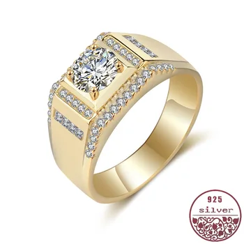 925 sterlingas sidabro vyriškos prabangos kupinas didvyriškumas diamond diamond ring, padengtą platina, auksas atmosfera vyrų žiedas Vyrų dovana