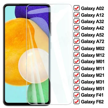 9D Pilnas Apsauginis Stiklas Samsung Galaxy A02 A12 A32 A42 A52 A72 F41 F62 Screen Protector M02 M12 M01 M11 M21 M31 M51 Stiklo