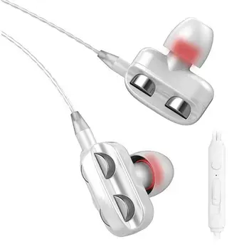A4 Ausinės, Aiškus Garsas, Ergonomiškas Dizainas In-Ear Dual Juda Ritė In-Ear Laidinio Sporto Ausines HD Skambinkite Muzikos laisvų Rankų įrangos Mikrofonas