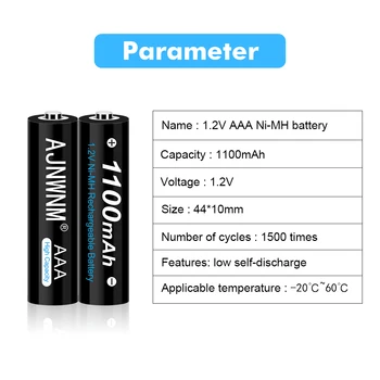 AAA Baterija 1100mAh 1.2 V NI-MH AAA Žemas savęs išleidimo 3A akumuliatorių ir 2800mah AAA Akumuliatorius