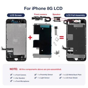 AAA+++ Ecran iPhone 7 8 Plius Galvos Ekranas Touch Ekrano Pakeitimas su Priekinė Kamera Garsiakalbis, Pilnas Komplektas Nėra Negyvų Pikselių LCD