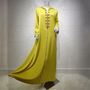 Abaja Dubajus Turkijos Musulmonų Gobtuvu Suknelė Moterims Maroko Caftan Elegantiška Panele Islamo Drabužių 2021 Eid Mubarakas Djellaba Femme