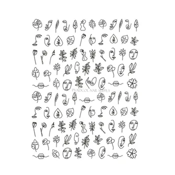 Abstrakti Nagai, Veido Meno Linija 3D Nagų Dailės Lipdukai Lipdukai Lipni Lipdukas Apsiaustas Patarimas Apdailos Manikiūro