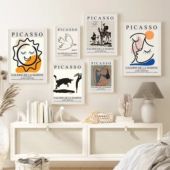 Abstrakti Picasso Sun Face Balandžių Galvijų Šiaurės Plakatai Ir Spausdina Sienos Meno Tapybos Drobės Sienos Nuotraukas Gyvenimo Kambario Dekoro