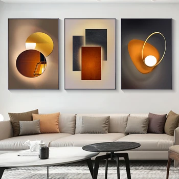 Abstrakčios Geometrinės Tapybos Drobės Orange Plakatai ir Spausdina Modernus Minimalistinio Sienos Menas Nuotraukas Kambarį Miegamasis Namų Dekoro