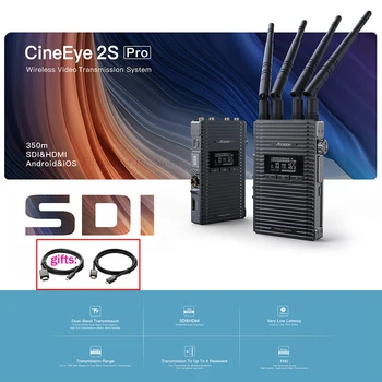 ACCSOON CineEye 2S Pro 2.4 Ghz, 5 ghz Dual channel Belaidžio vaizdo Perdavimo Sistemos SDI 1080P-HDMI 350m vaizdo kameros transliacija