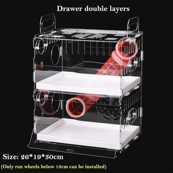Acrylic Hamster Cage Drawer Pipe House Single Double Three-layer Transparent Villa Golden Bear Cages