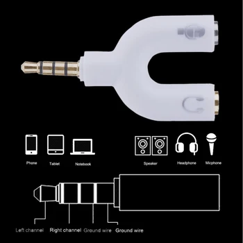 Adapteris Splitter 3,5 mm Stereo Audio jungtis Ausinių 2 Būdas U Brand New Aukštos Kokybės, lengvas, Lengvai Imtis Kartu 1pcs