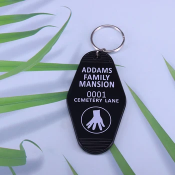 Addams Šeimos Dvare 0001 Kapinės Lane Vertus Key Chain Juoda Viešbutis Klavišą Žymeklį Paketų Prižiūrėtojų Raktinę