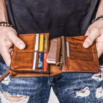 AETOO Senovinių rankų darbo odinis ilgai piniginės, didelės talpos multi-funkcija piniginės, vertikalus mobiliojo telefono krepšys