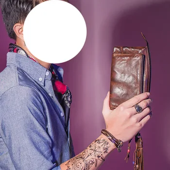 AETOO vyriški ilgai didelės talpos retro piniginės, odiniai vyriški multi-funkcija mobiliojo telefono maišelį, madinga, rankų darbo piniginė