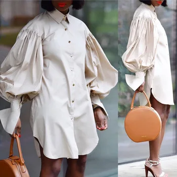 Afrikos Marškinėliai, Suknelės Moterims Mados Žibintų Rankovės Vieną Krūtinėmis 2021 Elegantiškas, Kietas Streetwear Afrikos Šalis Suknelė Vestido