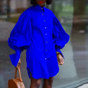 Afrikos Marškinėliai, Suknelės Moterims Mados Žibintų Rankovės Vieną Krūtinėmis 2021 Elegantiškas, Kietas Streetwear Afrikos Šalis Suknelė Vestido