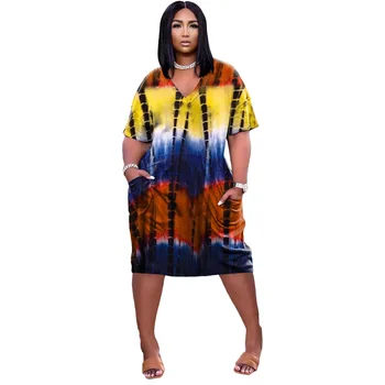 Afrikos Spausdinti Suknelės Moterims Afrikos Drabužių Afrikos Dizaino heidi bazin Kišenėje tie dažai Skraiste Dashiki Vasaros Suknelė Afrikos Drabužiai