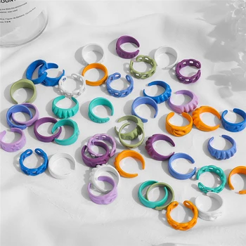 Aide 2021 Tendencija Lydinio Rankų dažytos Spalvinga Varva Alyva Grandinės Žiedų, skirtų Moterų Spalvotų Nereguliarus Mielas Atidarymo Žiedai, Papuošalai