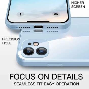 Aikštėje Grūdintas Stiklas Telefono dėklas Skirtas iPhone 11 12 Pro Max 12 Mini XS Max X XR 8 7 Plus SE 2020 Minkšto Silikono Rėmo Telefono Dangtelį