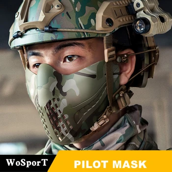 Airsoft Kaukės Dual mode Pusę Veido Pilotas Kaukė Taktinis Kaukė Medžioklės Šautuvas Oro Kariniai Žaidimai, Šaudymo Dažasvydis Apsaugine Kauke