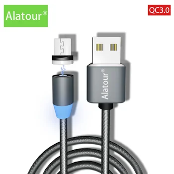 Alatour 3A USB Magnetinis Įkroviklis C Tipo Greito Įkrovimo Micro žaibo Laidas Duomenų Laidą 