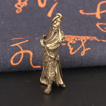 Amatų Retro Gryno Vario Gong Guan Figūrėlės Stalo Papuošalus iš Žalvario, Kinijos Aukso Karo Pasisekė Keychain Pakabučiai Namų Puošybai