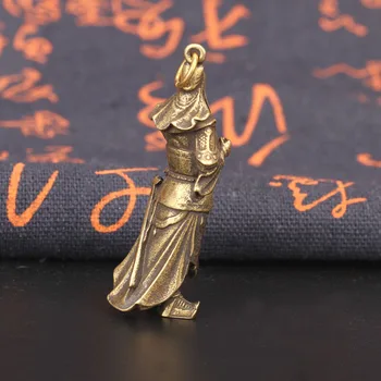 Amatų Retro Gryno Vario Gong Guan Figūrėlės Stalo Papuošalus iš Žalvario, Kinijos Aukso Karo Pasisekė Keychain Pakabučiai Namų Puošybai