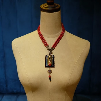 Amorita vintage boutique dizaino cikada Keratoisis Gamtos Raudonosios Jūros Bambuko Granulės Agato karoliai