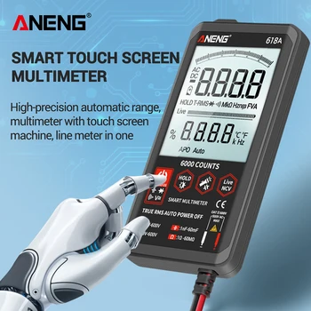 ANENG 618A Skaitmeninis Multimetras Smart Touch Screen DC/AC Analoginis Baras True RMS Testeris Tranzistorius, Kondensatorius NCV Testeriai Matuoklis