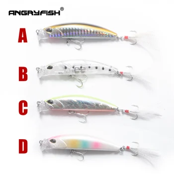 Angryfish Jerkbait Minnow 80mm/10g Kieto Plastiko, Jaukas, Masalas Ešerys Lydeka ABS nepastovi žmogus Žuvų Kabliukai Crankbait 3D Akys