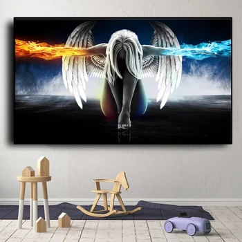 Animacinių filmų anime angelas sparnų gali būti spausdinami ant drobės už sienos, nuotraukas ir plakatus, frameless paveikslų, namų puošybai paveikslai