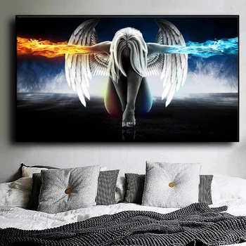 Animacinių filmų anime angelas sparnų gali būti spausdinami ant drobės už sienos, nuotraukas ir plakatus, frameless paveikslų, namų puošybai paveikslai