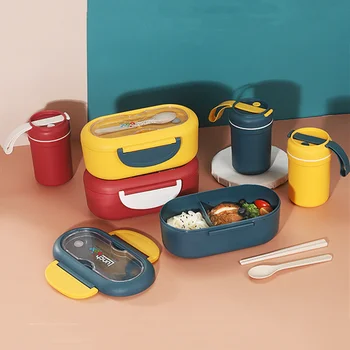 Animacinių Filmų Sveikas Plastiko Priešpiečių Dėžutė Mikrobangų Krosnelė Bento Dėžutės Maisto Konteineryje Indai Nustatyti Studentų Childen Lunchbox
