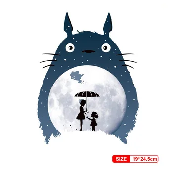 Animacinių filmų Totoro Pleistras Geležies Perdavimo Mėnulis Lopai Drabužius T-shirt Aplikacijos Šilumos Perdavimo Vinilo Lipdukai Šilumos Perdavimą