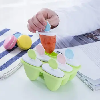 Animacinių filmų Veiduką 6 Popsicle Pelėsių Lolly Dėklas Visos Virtuvė 6 Ląstelių Šalta Ledo Kubo Formos Vasaros Popsicle Maker 