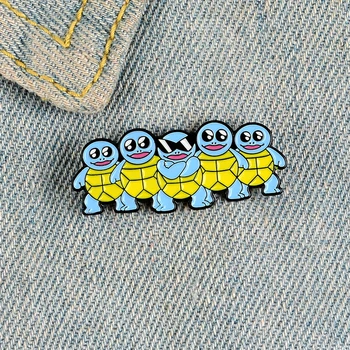 Anime Cartoon pet elf emalio pin ženklelis vėžlys 5 broliai žaisti cool įdomus sagė džinsinio audinio drabužius maišelį pin draugas, dovana, papuošalai