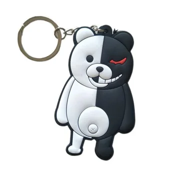 Anime Danganronpa Monokuma Keychain Dvipusis Minkštas PVC Klijai Pav Keychain paketų prižiūrėtojų raktinę Animacinių filmų Key Chain Papuošalai Cosplay Prop