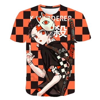 Anime Demon Slayer T-shirt Kimetsu nr. Yaiba Disko Dvasios Berniukų, Mergaičių Cosplay 3D Spausdinimo Tshirts Vasarą-Atsitiktinis, Atvėsti Tee Streetwear