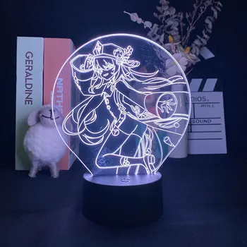 Anime Genshin Poveikio 3D Iliuziją, Lempa, LED Spalvinga Atmosfera Nakties Šviesos Tartaglia Ventenergio Keqing Zhongli Miegamojo Puošimas Vaikas Dovana