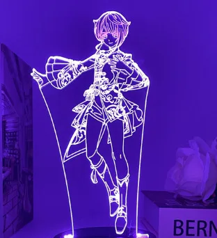 Anime Genshin Poveikio 3D Iliuziją, Lempa, LED Spalvinga Atmosfera Nakties Šviesos Tartaglia Ventenergio Keqing Zhongli Miegamojo Puošimas Vaikas Dovana