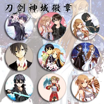 Anime Kardas Meno Internete, Emblemos Ant Kuprinės Asuna Kirito Mielas Anime Piktogramos Smeigtukai Ženklelis Apdailos Sagės Metaliniai Ženkliukai 