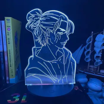 Anime LED Žibintai Ataka Titan 4 Eren Yeager Pav Miegamojo Puošimas Naktį Šviesos Vaikai Gimtadienio Dovana Shingeki No Kyojin 3d Lempos