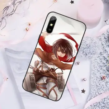 Anime mergina Mikasa Ataka Titan Telefono Dėklai Xiaomi Mi Redmi Pastaba 7 8 9 pro 8T 9T 9S 9A 10 Lite pro